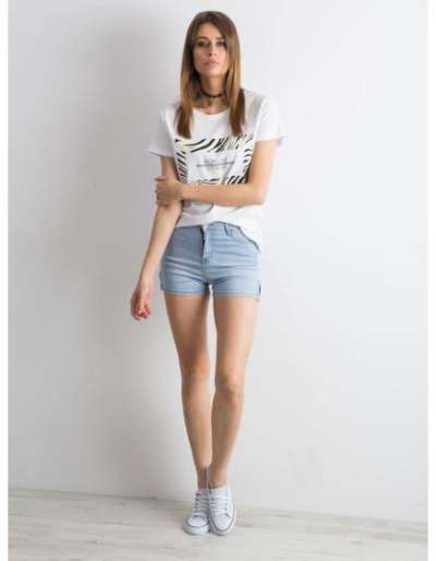 Női magas derekú farmer rövidnadrág PAOLO kék