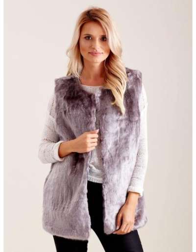 Női szőrmés mellény MONA szürke