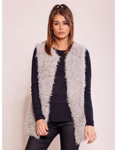 Női szőrmemellény LEAT szürke