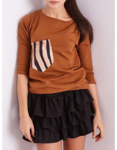 Női blúz zsebbel POCKA barna