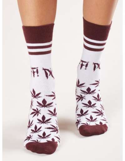 Női nyomtatott zokni RAJA fehér és bordó színben