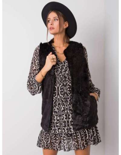 Női szőrmemellény ADELLE fekete