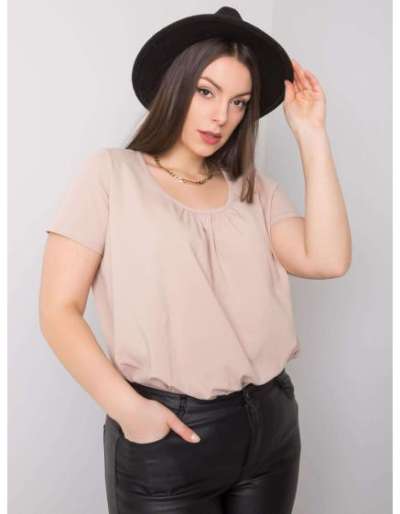 Női plus size pamut blúz CELESTE bézs