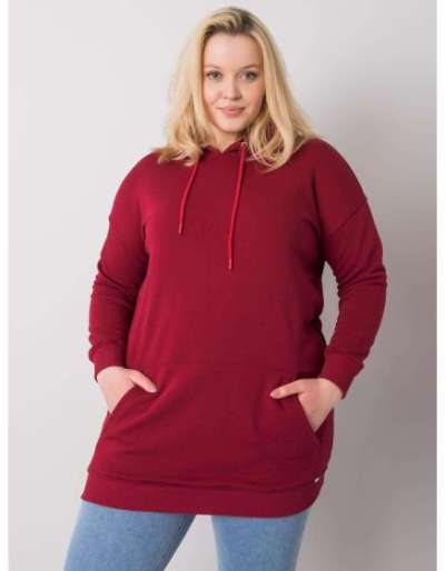 Női kapucnis pulóver plus size LUNA bordó