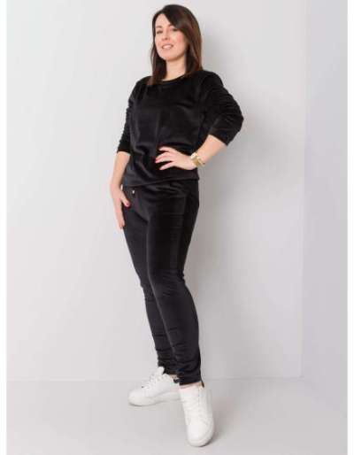 Női bársony plus size szett JEANNE fekete