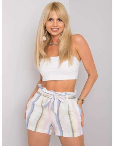 Női csíkos rövidnadrág Nefeli RUE PARIS fehér