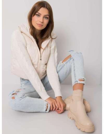 Női steppelt mellény GIZELLE ekrü színű