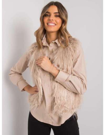 Női szőrmemellény Moncalieri OCH BELLA bézs