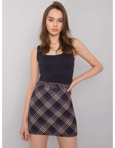 Női kockás mini szoknya LIMEIRA fekete és lila