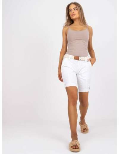 Női alkalmi öves rövidnadrág STITCH & SOUL fehér