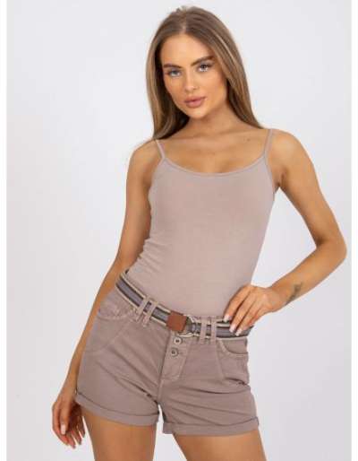 Női alkalmi gombos rövidnadrág ALAMA Világosbarna