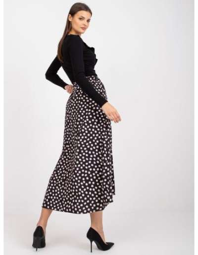 Női magas derekú, aszimmetrikus midi szoknya VILETA fekete