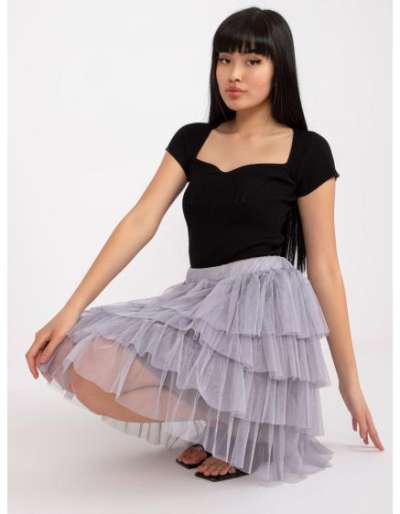 Női szoknya fodrokkal és béléssel Suerta OCH BELLA szürke