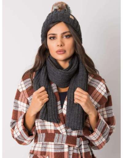 Női szett sapkával és sállal Rubby RUE PARIS grafit