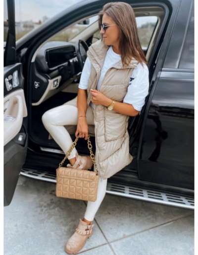 Női steppelt mellény MARIEL bézs színű