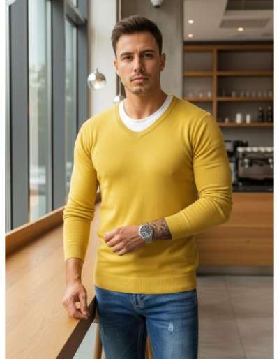 Férfi pulóver OMAR sárga