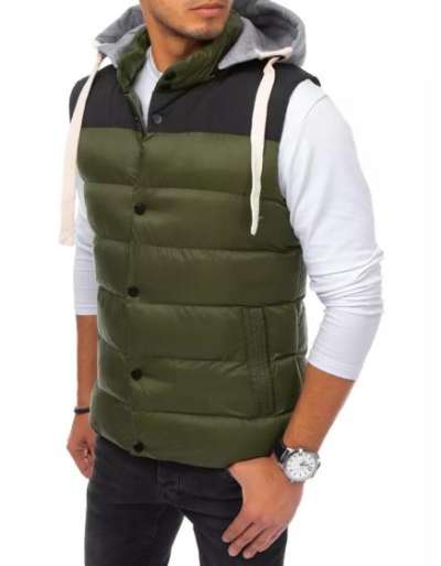 Férfi téli steppelt mellény kapucnival ROLA zöld