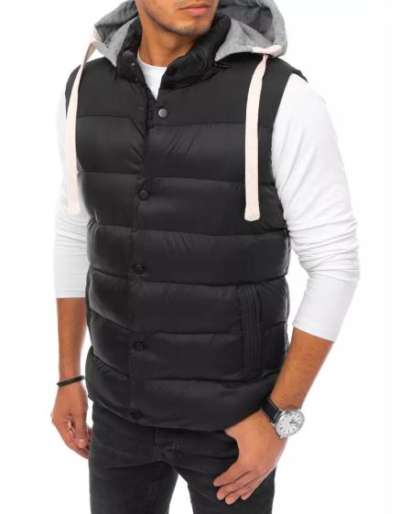 Férfi téli steppelt mellény kapucnival ROLA fekete