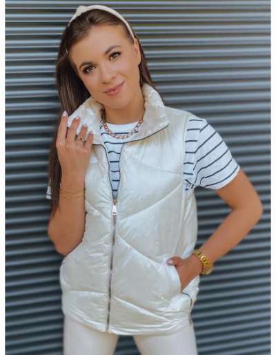 Női steppelt mellény HOLO krémszínű