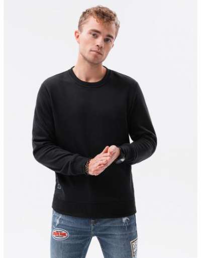 Férfi egyszínű pulóver JAYDON fekete