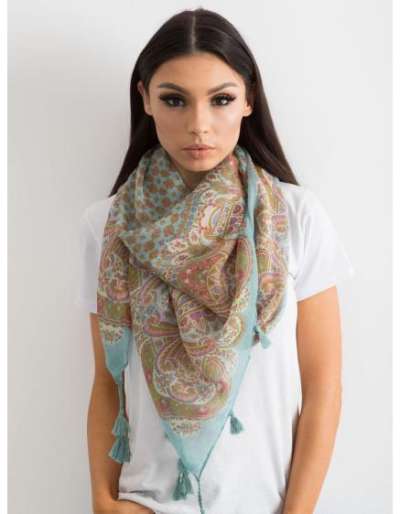 Női nyomtatott sál bojtokkal ARMANDO menta