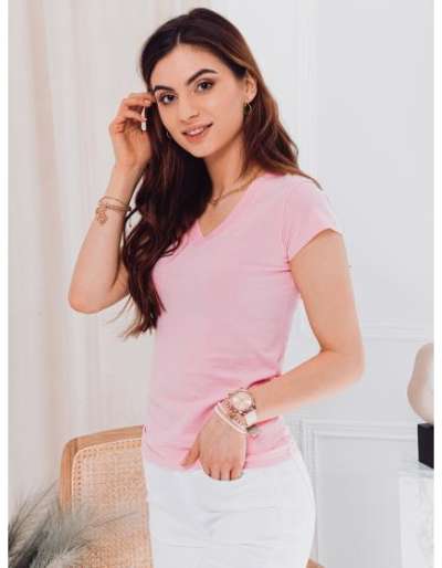 Női egyszínű póló KATY világos rózsaszín