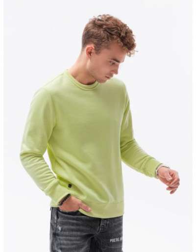 Férfi egyszínű pulóver OMIA lime