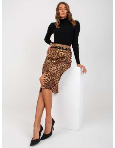 Női szoknya elasztikus derékkal SAINE sötét bézs és fekete színben