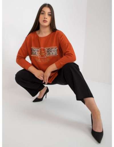 Női blúz applikációkkal plus size CHERELL tégla téglával