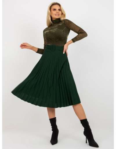 Női szoknya övvel ENICE sötétzöld
