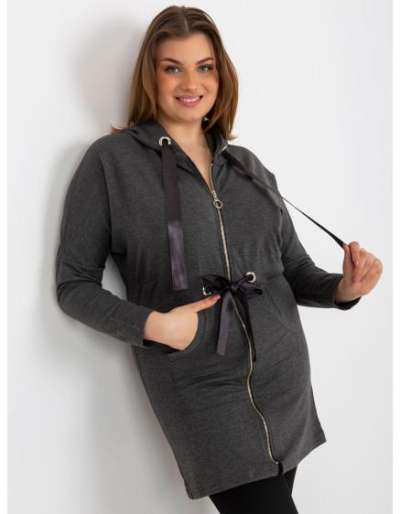 Női blúz cipzárral plus size OPALINE sötétszürke