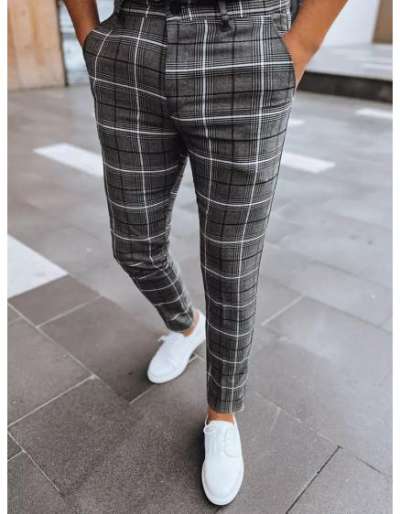 Férfi kockás chino LIKA sötétszürke