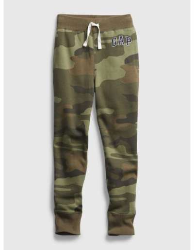 Gyerek melegítőnadrág logós katonai fleece