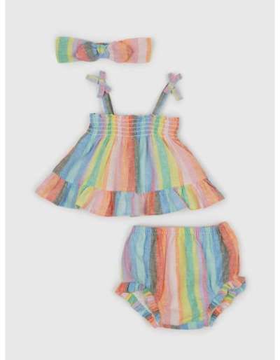 Baba csíkos vászonruha