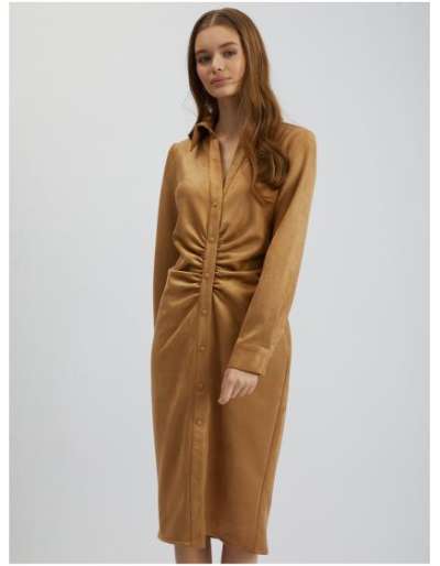 Barna női kosztümös ruha velúr kivitelben