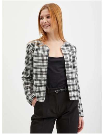 Fekete-fehér női kockás blézer