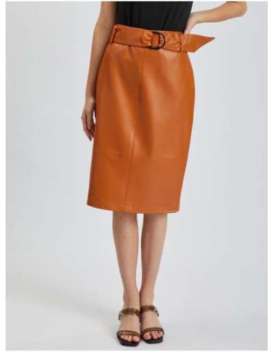 Barna női erszényes bőrszoknya