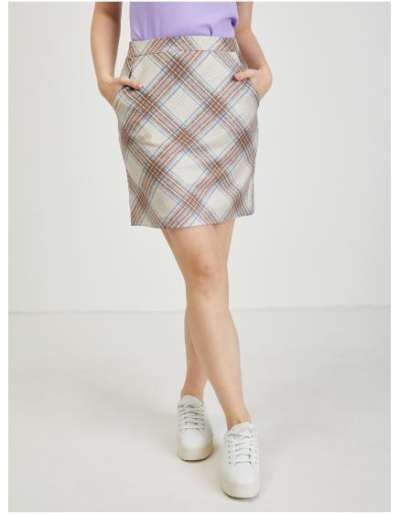 Bézs női kockás szoknya