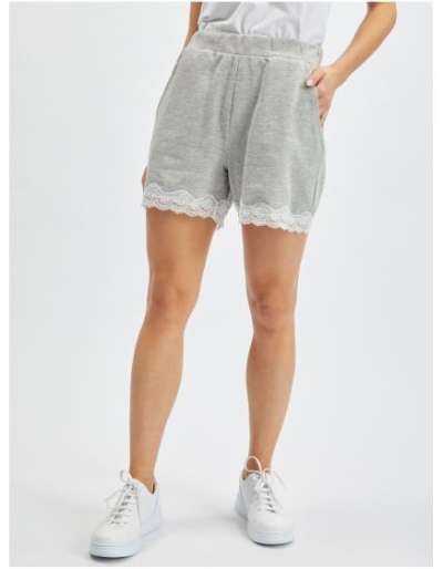 Világosszürke női csipkés melegítőnadrág rövidnadrág