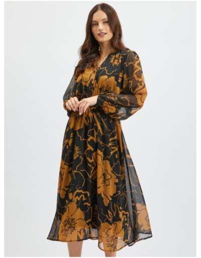 Barna és fekete női virágmintás női középrész