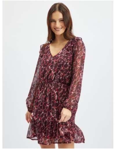 Burgundi női mintás női ruha