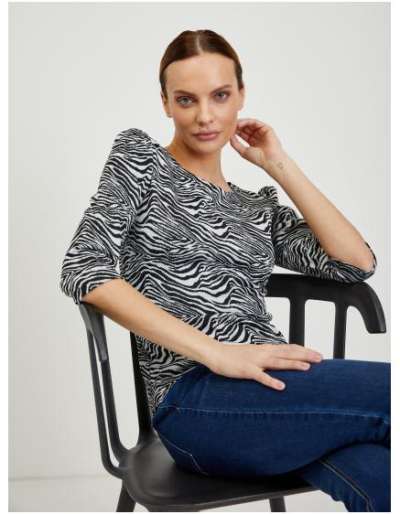 Fehér és fekete női mintás póló