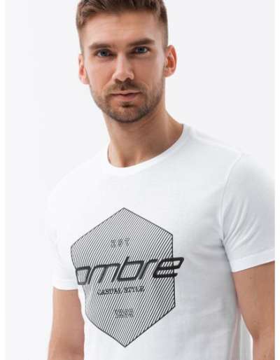 Férfi pamut póló fehér V1 S1753 S1753