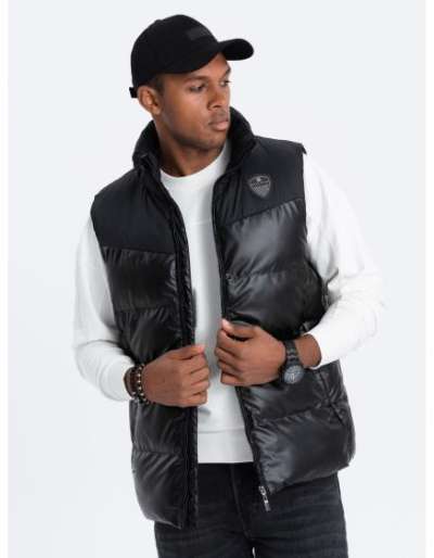 Férfi steppelt mellény V1 OM-JAVJ-0113 fekete