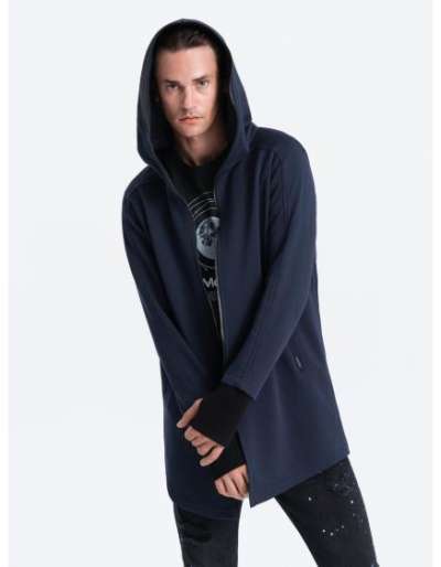 Férfi kapucnis pulóver PRAGA sötétkék