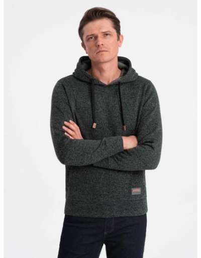 Férfi kapucnis pulóver V2 OM-SSNZ-0147 olívazöld