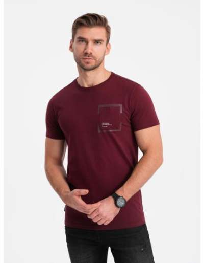 Férfi pamut póló zsebbel V2 OM-TSPT-0154 burgundi