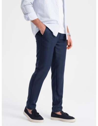 Férfi klasszikus chino nadrág SLIM FIT sötétkék V1 OM-PACP-0182 OM-PACP-0182