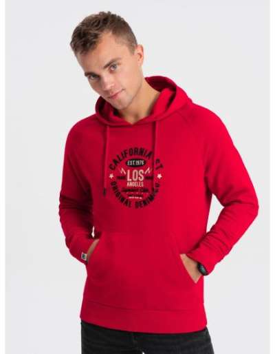 Férfi kenguru nyomott pulóver V2 OM-SSPS-0151 piros OM-SSPS-0151 piros