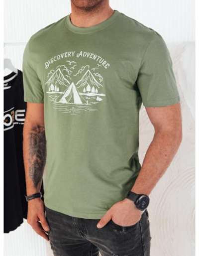 Férfi nyomtatott póló zöld